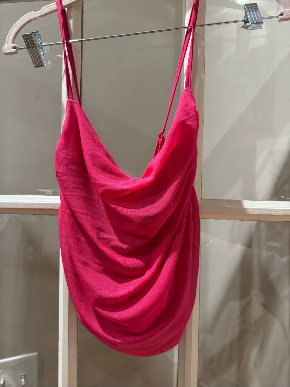 SHEIN Hot Pink Draped Cowl Neck Spaghetti Strap Camisole